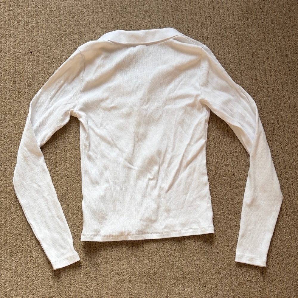 Aritzia HomeStretch Rib Polo Longsleeve, M, White - Picture 7 of 7